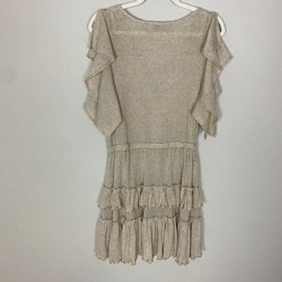 Free People FP Beach Harper Oatmeal Tiered Dress Womens XS Ruffle Knit V Neck - Picture 8 of 9